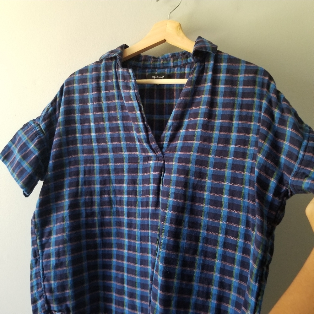 Madewell Double Faced Park Popover Plaid Shirt XS - Picture 8 of 10